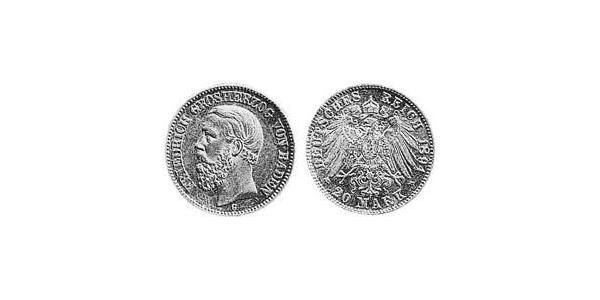 20 Марка Великое герцогство Баден (1806-1918) Золото Фридрих I (великий герцог Баденский) (1826 - 1907)