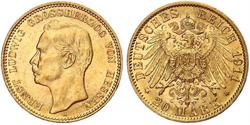 20 Марка Великое герцогство Гессен (1806 - 1918) Золото Эрнст Людвиг (великий герцог Гессенский) (1868 - 1937)