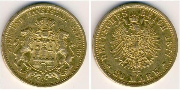 20 Марка Германская империя (1871-1918) Золото 
