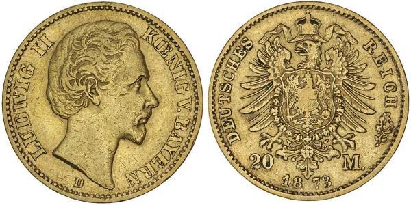 20 Марка Королевство Бавария (1806 - 1918) Золото Людвиг I (король Баварии)(1786 – 1868)
