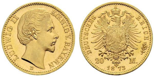 20 Марка Королевство Бавария (1806 - 1918) Золото Людвиг I (король Баварии)(1786 – 1868)