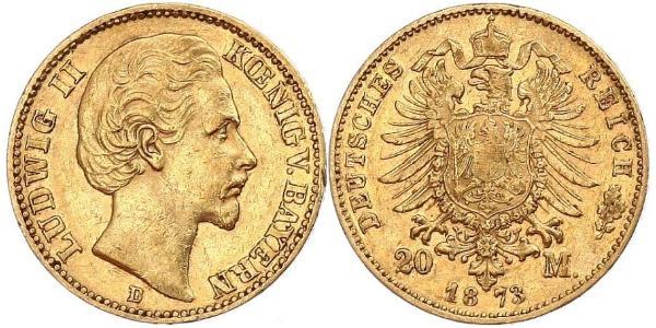 20 Марка Королевство Бавария (1806 - 1918) Золото Людвиг I (король Баварии)(1786 – 1868)