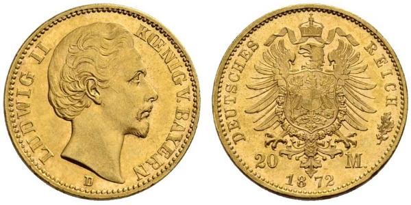 20 Марка Королевство Бавария (1806 - 1918) Золото Людвиг I (король Баварии)(1786 – 1868)