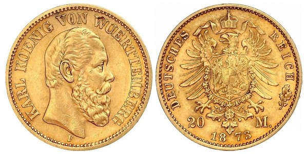 20 Марка Королевство Вюртемберг (1806-1918) Золото 