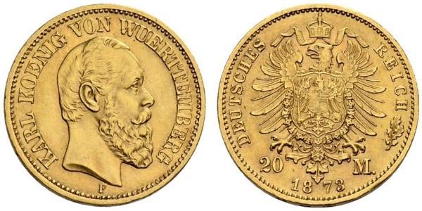 20 Марка Королевство Вюртемберг (1806-1918) Золото 