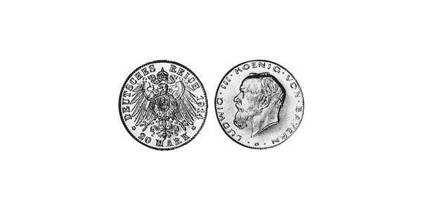 20 Марка Королівство Баварія (1806 - 1918) Золото 