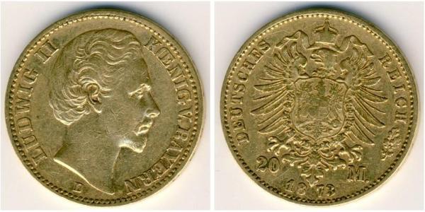 20 Марка Королівство Баварія (1806 - 1918) Золото Людвиг I (король Баварії)(1786 – 1868)