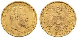 20 Марка Королівство Вюртемберг Золото Wilhelm II, German Emperor (1859-1941)