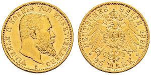 20 Марка Королівство Вюртемберг Золото Wilhelm II, German Emperor (1859-1941)