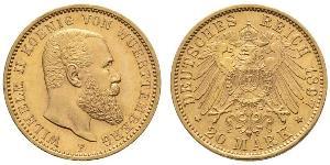 20 Марка Королівство Вюртемберг Золото Wilhelm II, German Emperor (1859-1941)
