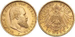 20 Марка Королівство Вюртемберг Золото Wilhelm II, German Emperor (1859-1941)