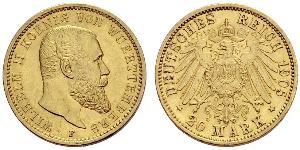 20 Марка Королівство Вюртемберг Золото Wilhelm II, German Emperor (1859-1941)