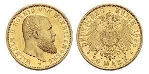 20 Марка Королівство Вюртемберг Золото Wilhelm II, German Emperor (1859-1941)