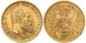 20 Марка Королівство Вюртемберг Золото Wilhelm II, German Emperor (1859-1941)