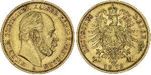 20 Марка Королівство Пруссія (1701-1918) Золото Wilhelm I, German Emperor (1797-1888)