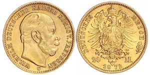 20 Марка Королівство Пруссія (1701-1918) Золото Wilhelm I, German Emperor (1797-1888)