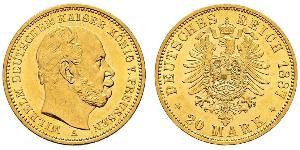 20 Марка Королівство Пруссія (1701-1918) Золото Wilhelm I, German Emperor (1797-1888)