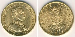 20 Марка Королівство Пруссія (1701-1918) Золото Wilhelm II, German Emperor (1859-1941)