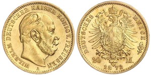 20 Марка Королівство Пруссія (1701-1918) Золото Wilhelm I, German Emperor (1797-1888)