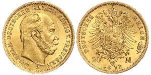 20 Марка Королівство Пруссія (1701-1918) Золото Wilhelm I, German Emperor (1797-1888)