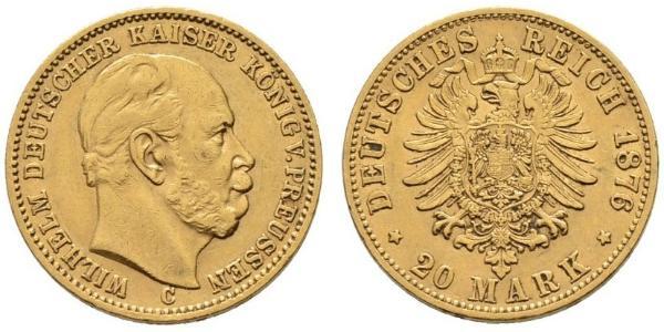 20 Марка Королівство Пруссія (1701-1918) Золото Wilhelm I, German Emperor (1797-1888)