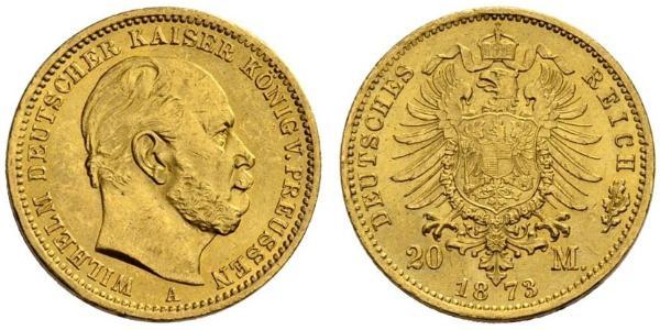 20 Марка Королівство Пруссія (1701-1918) Золото Wilhelm I, German Emperor (1797-1888)