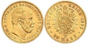 20 Марка Пруссия (королевство) (1701-1918) Золото Wilhelm I, German Emperor (1797-1888)