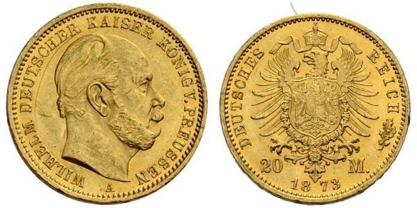 20 Марка Пруссия (королевство) (1701-1918) Золото Wilhelm I, German Emperor (1797-1888)