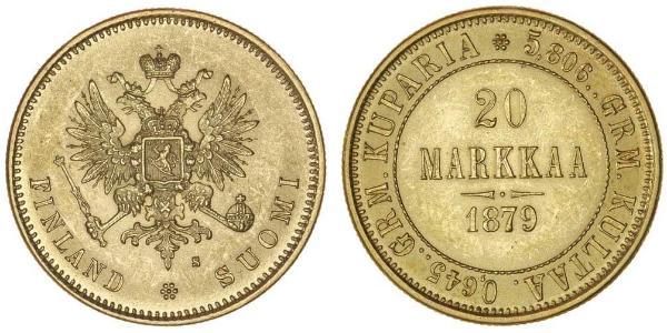 20 Марка Російська імперія (1720-1917) / Велике князівство Фінляндське (1809 - 1917) Золото Олександр III (1845 -1894)