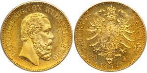 20 Марка Федеральні землі Німеччини Золото Karl Friedrich Alexander (1823 - 1864)