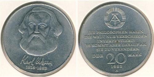 20 Марка Німецька Демократична Республіка (1949-1990) Нікель/Мідь Карл Маркс