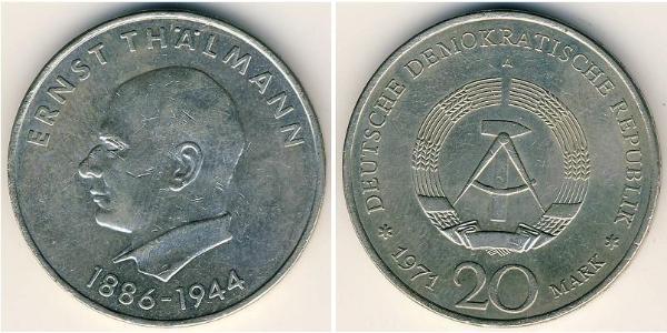 20 Марка Німецька Демократична Республіка (1949-1990) Срібло Ернст Тельман