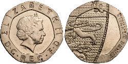 20 Пенни Великобритания (1922-) Никель/Медь Елизавета II (1926-2022)
