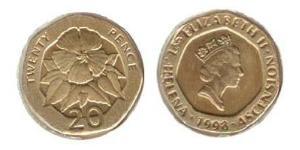 20 Пені Острів Святої Єлени (1981 - ) Нікель/Мідь 