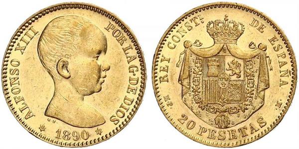 20 Песета Королевство Испания (1874 - 1931) Золото Alfonso XIII of Spain (1886 - 1941)