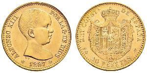 20 Песета Королівство Іспанія (1874 - 1931) Золото Alfonso XIII of Spain (1886 - 1941)