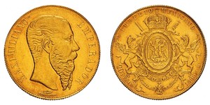 20 Песо Second Mexican Empire (1864 - 1867) Золото Maximilian I of Mexico (1832 - 1867)