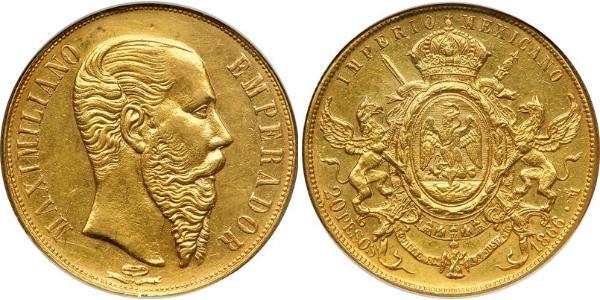 20 Песо Вторая Мексиканская империя (1864 - 1867) Золото Maximilian I of Mexico (1832 - 1867)