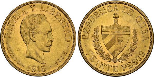 20 Песо Куба Золото Jose Julian Marti Perez (1853 - 1895) 