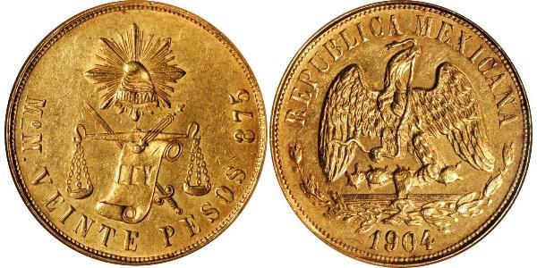 20 Песо Мексиканські Сполучені Штати (1867 - ) Золото 