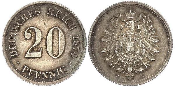 20 Пфенниг Германия Серебро Wilhelm I, German Emperor (1797-1888)