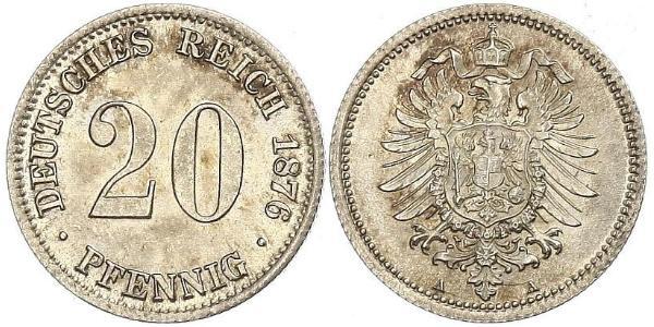 20 Пфеніг Німеччина Срібло Wilhelm I, German Emperor (1797-1888)