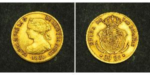 20 Реал Королевство Испания (1814 - 1873) Золото Isabella II of Spain (1830- 1904)
