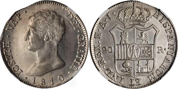 20 Реал Королевство Испания (1808 - 1813) Серебро Жозеф Бонапарт