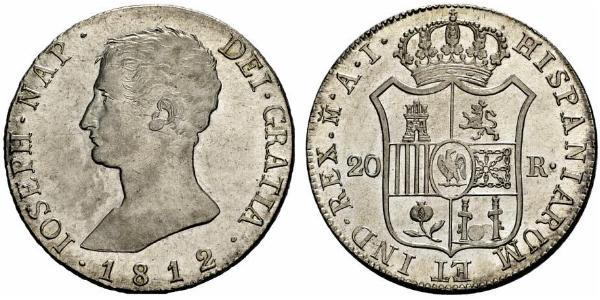 20 Реал Королівство Іспанія (1808 - 1813) Срібло Жозеф Бонапарт