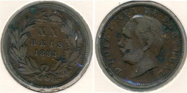 20 Рейс Королевство Португалия (1139-1910) Бронза Луиш I (1838 - 1889)