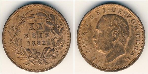 20 Рейс Королевство Португалия (1139-1910) Бронза Луиш I (1838 - 1889)
