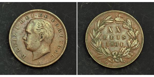20 Рейс Королівство Португалія (1139-1910) Бронза Луіш I (1838 - 1889)