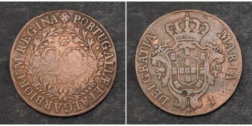 20 Рейс Азорські о-ви / Королівство Португалія (1139-1910) Мідь Мария I королева Португалії (1734-1816)