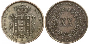 20 Рейс Королівство Португалія (1139-1910) Мідь Луіш I (1838 - 1889)